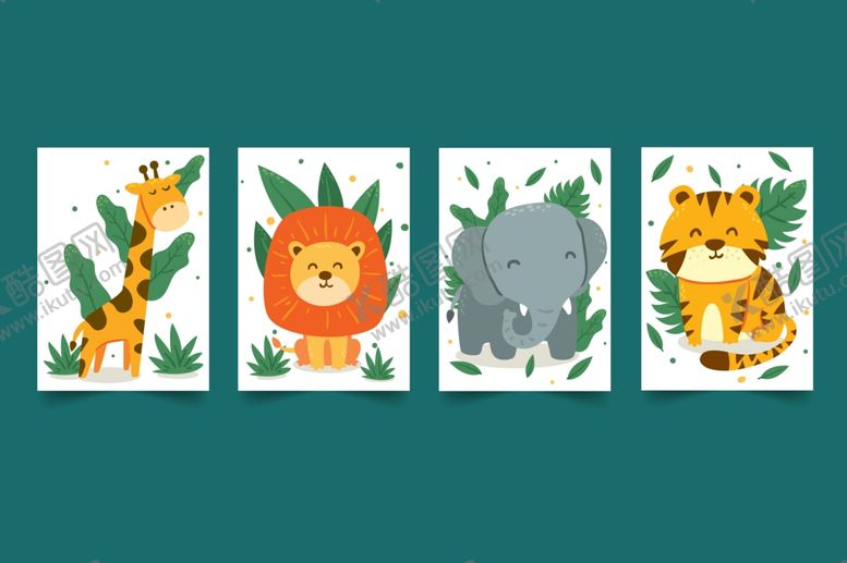 编号：73848910142251348125【酷图网】源文件下载-可爱卡通儿童画小动物插画插图