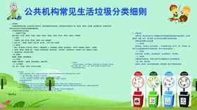 垃圾分类海报回收卡通背景展板
