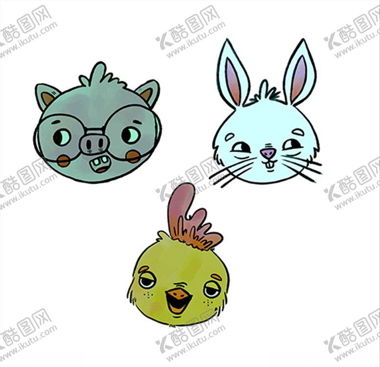编号：34126509152103271146【酷图网】源文件下载-猪鸡小白兔动物表情