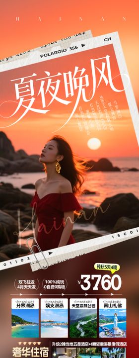 海南夏夜晚风旅游海报