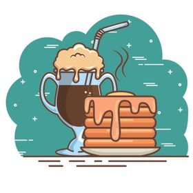 复古下午茶点心咖啡插画