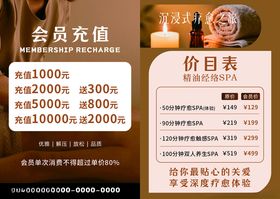 会员充值价目表展示