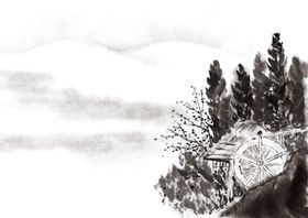中国风山水水墨画