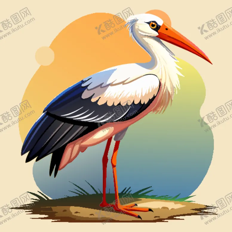 编号：74971301270429253782【酷图网】源文件下载-拟真风格白鹳
