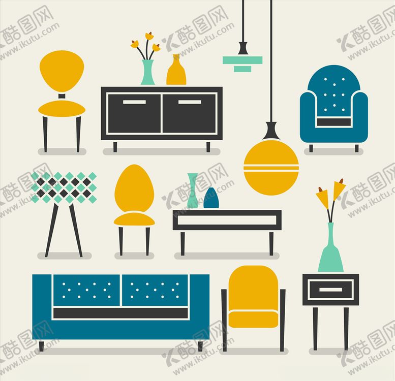 编号：80935510070034081679【酷图网】源文件下载-矢量家具沙发