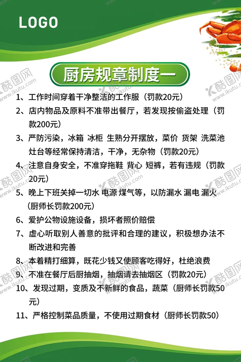 编号：88904905050114332857【酷图网】源文件下载-厨房日常卫生制度图片