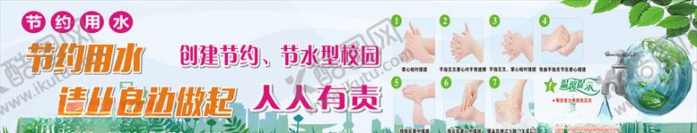 编号：33236307042321268430【酷图网】源文件下载-节约用水 七步洗手法展板