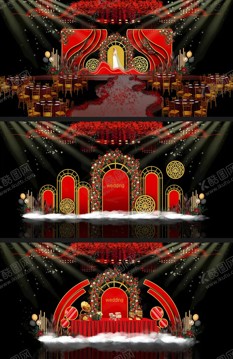 编号：73018403011848453262【酷图网】源文件下载-红色浪漫简约现代婚礼效果图