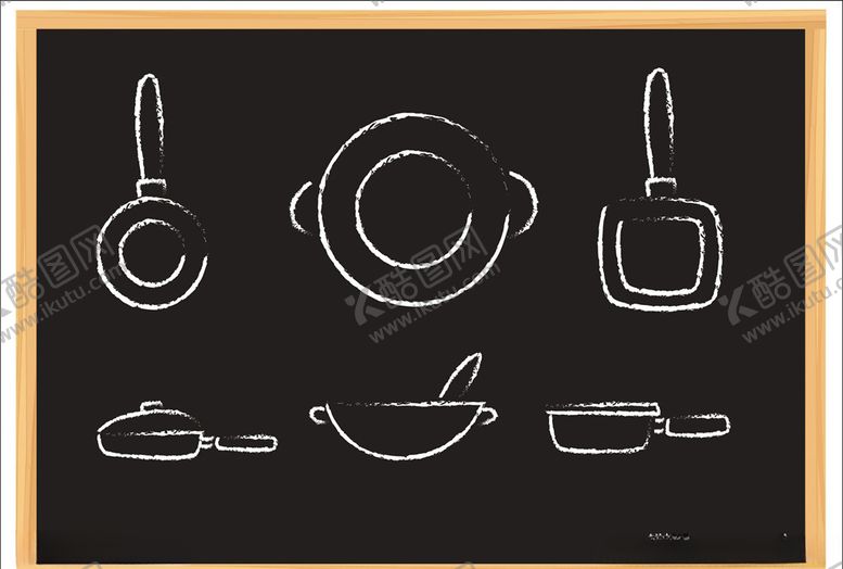 编号：10132009231725506594【酷图网】源文件下载-3款锅立体平面粉笔画