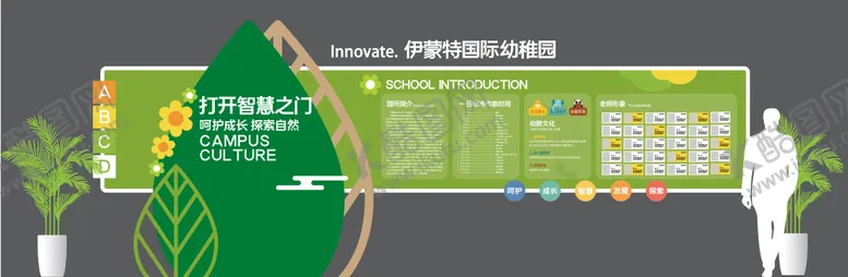 编号：61461303091729205419【酷图网】源文件下载-国际幼儿园文化墙背景板