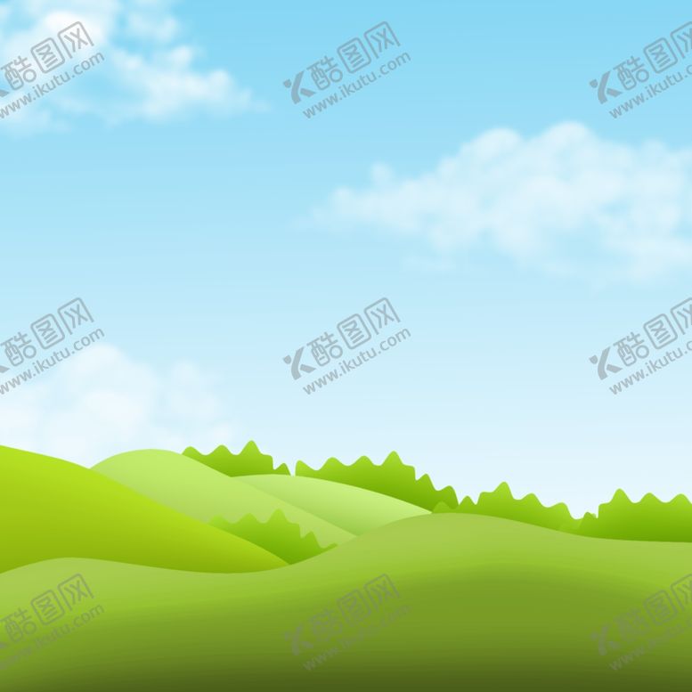 编号：41030509221625274607【酷图网】源文件下载-卡通蓝天白云草地背景