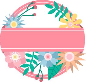 花朵标签免抠图png边框环留言框