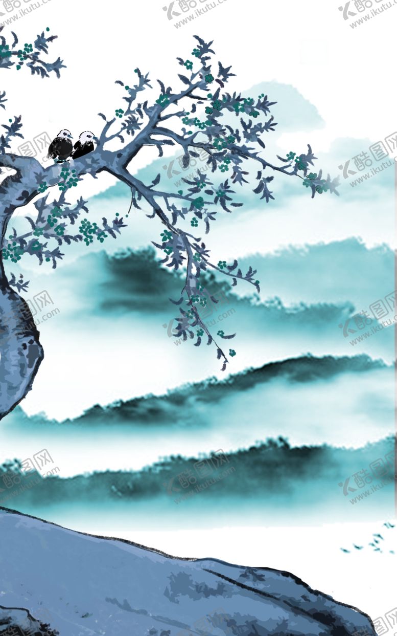 编号：56534406231731338801【酷图网】源文件下载-花鸟风景竖版装饰画