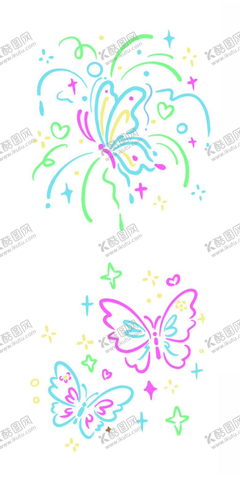 编号：45653901261222199700【酷图网】源文件下载-彩色蝴蝶手绘