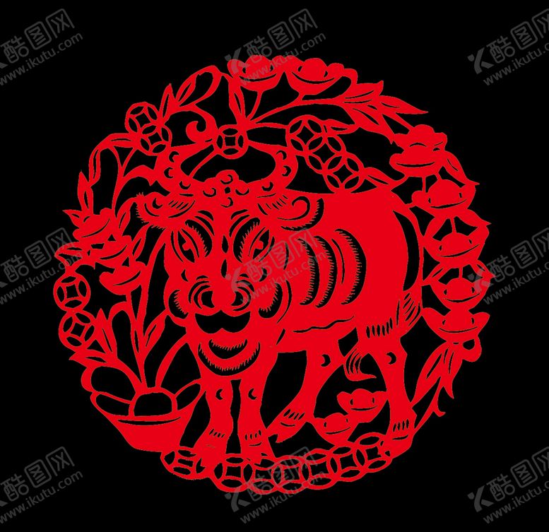编号：98634909090629159253【酷图网】源文件下载-牛年剪纸图片