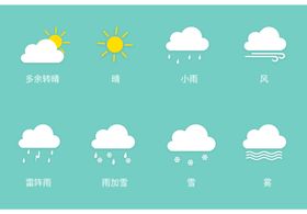卡通云矢量云图标下雨图标太阳