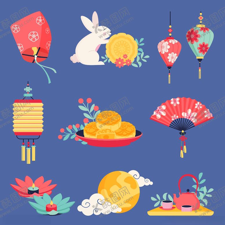 编号：10727509211902149220【酷图网】源文件下载-中式传统节日元素集合