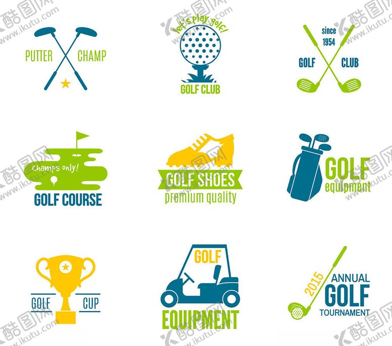 编号：11824510300730101294【酷图网】源文件下载-高尔夫运动相关图标集合