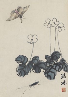 齐白石国画山水墙中风