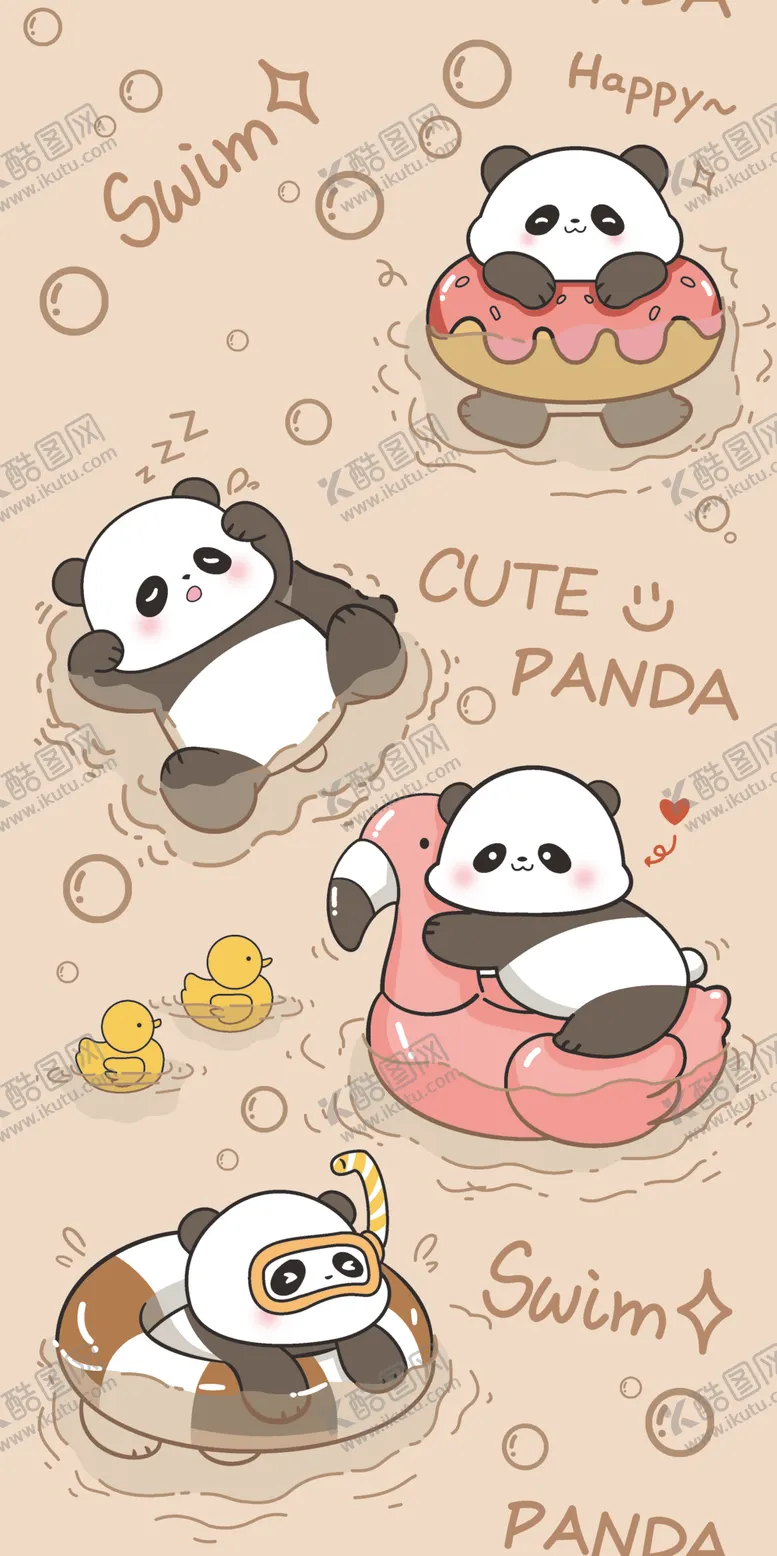 编号：96038902270520249909【酷图网】源文件下载-熊猫游泳