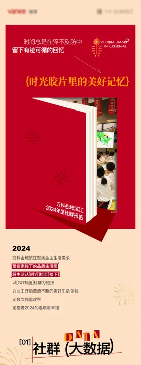 年度回顾长图红金海报