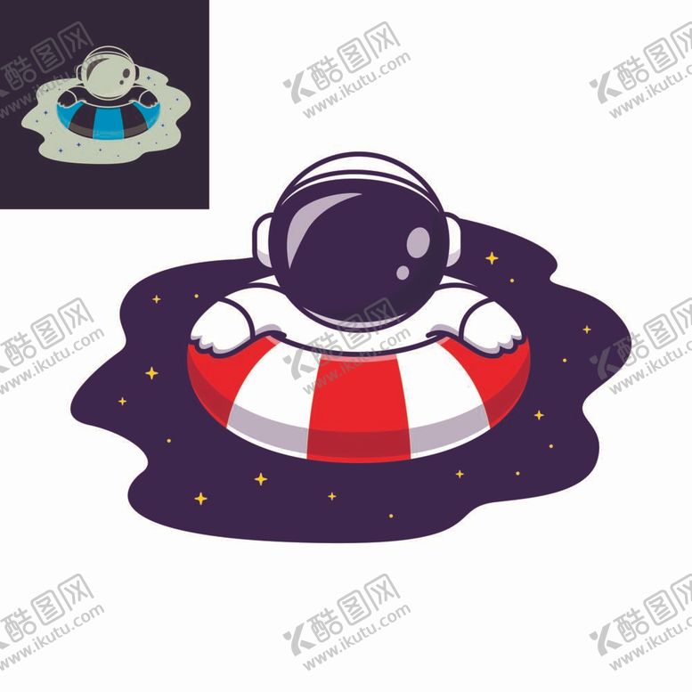 编号：33409812051500137587【酷图网】源文件下载-Q版宇航员探险游泳