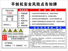 平刨机风险告知牌