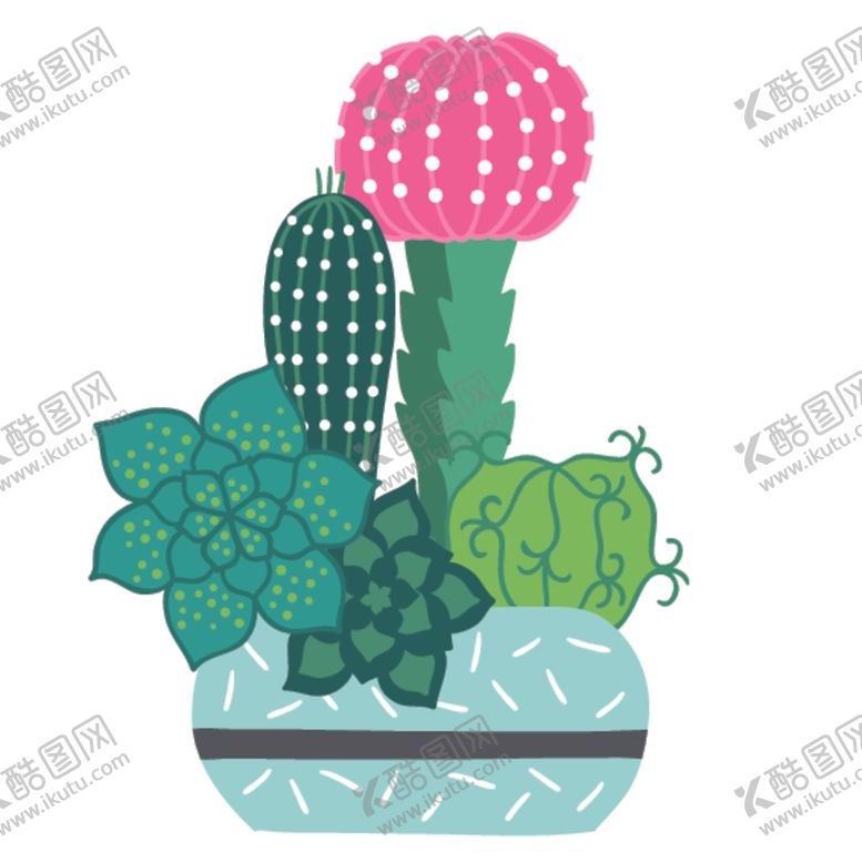 编号：64115610081839361926【酷图网】源文件下载-小清新仙人掌绘画图案