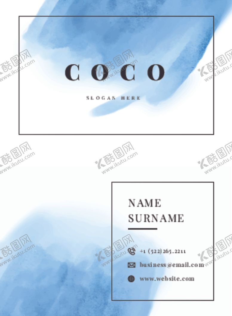 编号：55772404121646314389【酷图网】源文件下载-蓝色晕染装饰极简名片