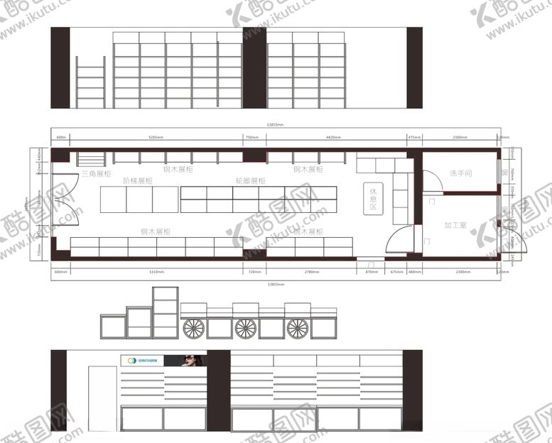 编号：55261809131547373273【酷图网】源文件下载-眼镜店平面图施工图
