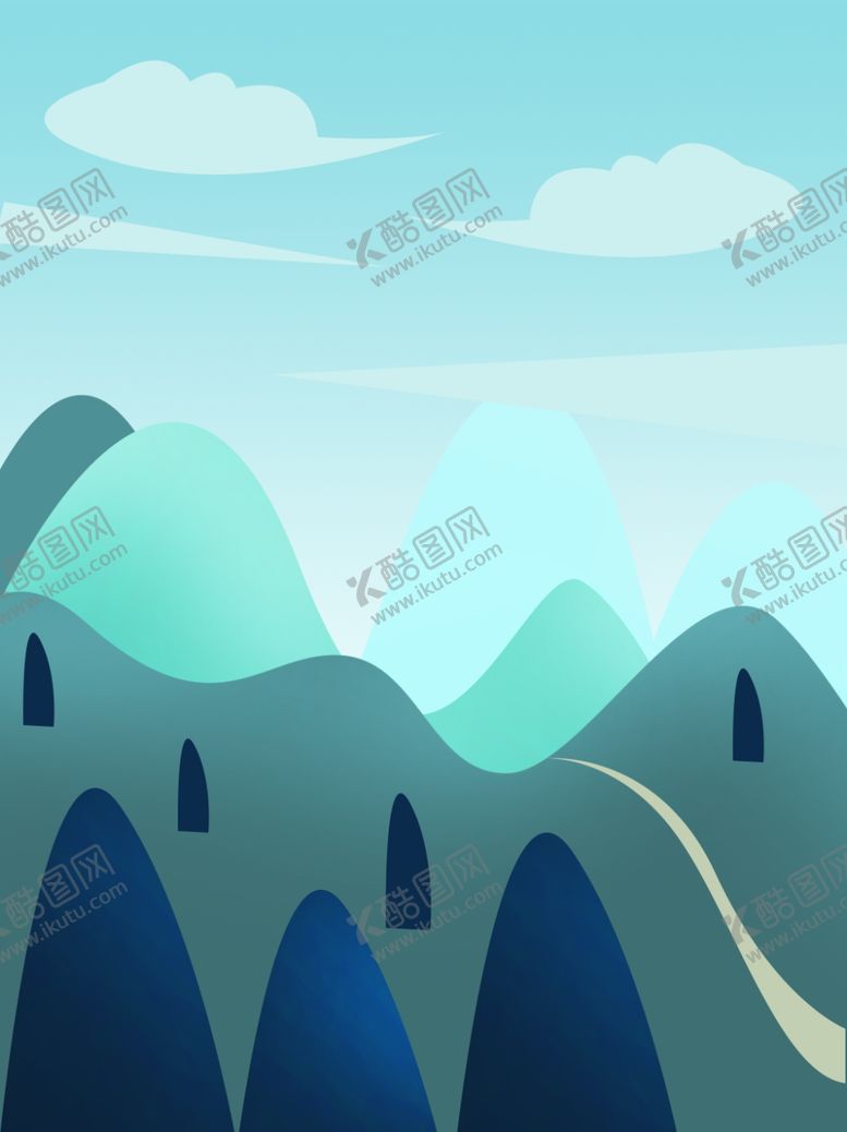 编号：77446109280021445659【酷图网】源文件下载-山峦渐变海景插画背景