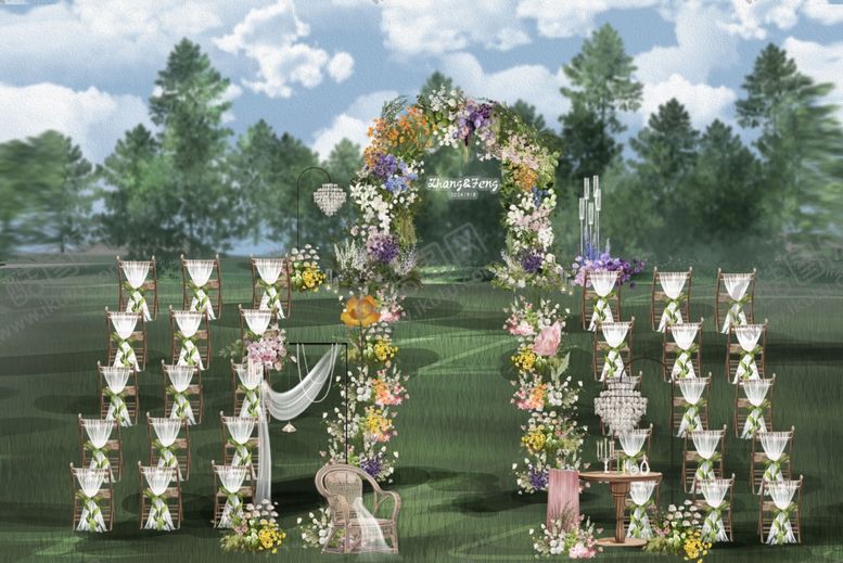 编号：40245202022246424057【酷图网】源文件下载-户外草坪婚礼