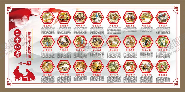 编号：03126710091649060936【酷图网】源文件下载-24孝背景墙