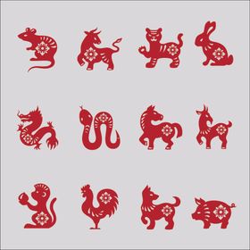 十二生肖剪纸图案展示