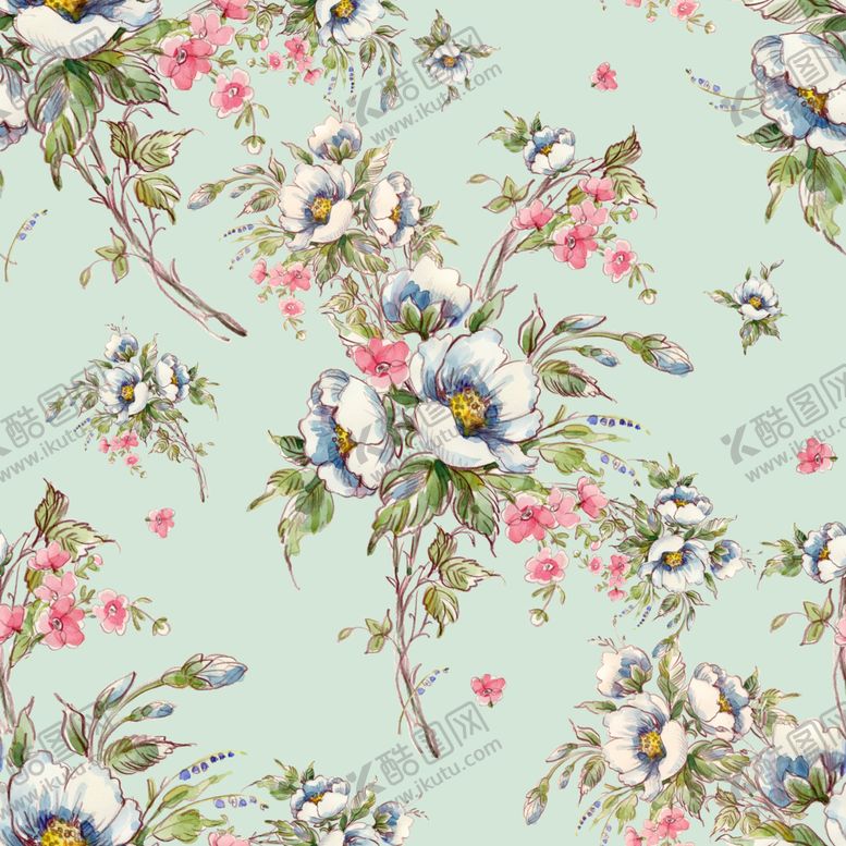 编号：20346112181805455623【酷图网】源文件下载-清新花卉图案背景纹理