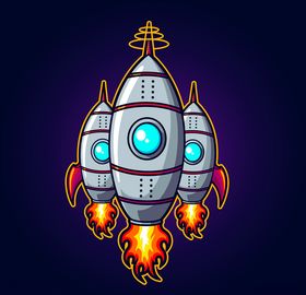 卡通太空航天火箭科技飞船矢量
