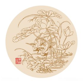 荷花花鸟