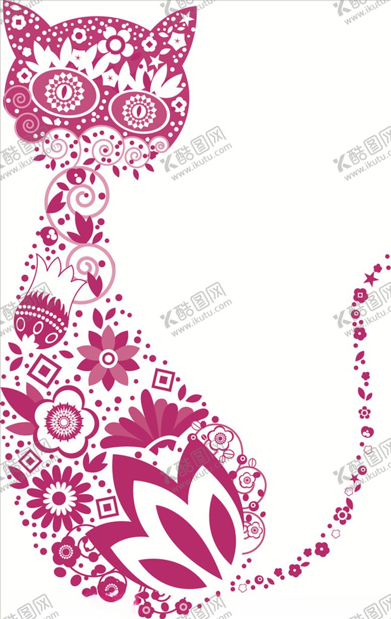 编号：24453710040331511655【酷图网】源文件下载-矢量花纹小猫