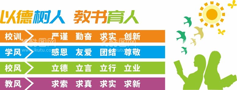 编号：13245511131843079887【酷图网】源文件下载-校园三风一训文化墙