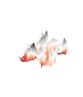 抽象山峰泼墨插画烟雾缭绕