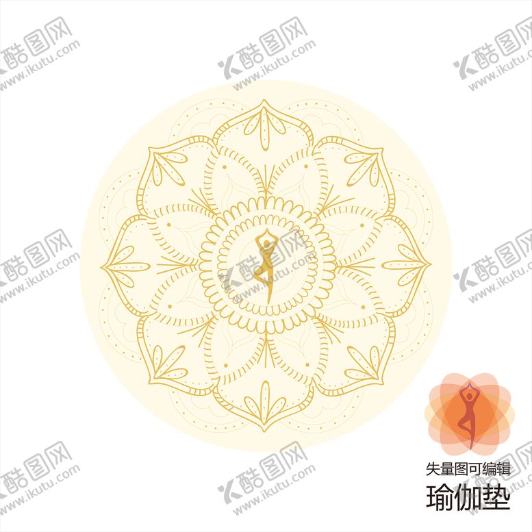 编号：16419402130059405905【酷图网】源文件下载-瑜珈垫 瑜伽垫  印花纹身素材