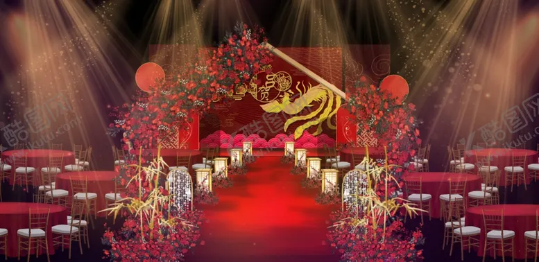 编号：12230903150617183624【酷图网】源文件下载-汉风婚礼舞台设计效果图