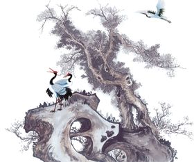 水墨中国风迎客松