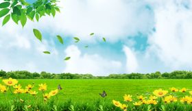 蓝天白云绿草地