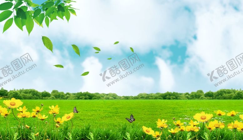 编号：78121009290125276735【酷图网】源文件下载-蓝天白云绿草地