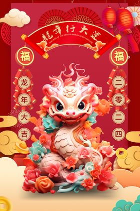 创意中国风龙年新年宣传海报