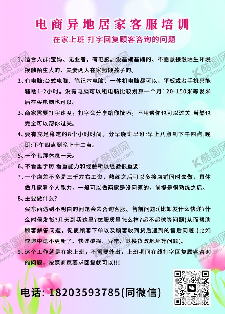 编号：92787802090930119064【酷图网】源文件下载-电商客服培训海报宣传单反面