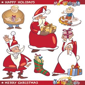圣诞老人与节日元素集合