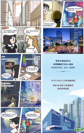 地产商铺价值点投资漫画长图海报