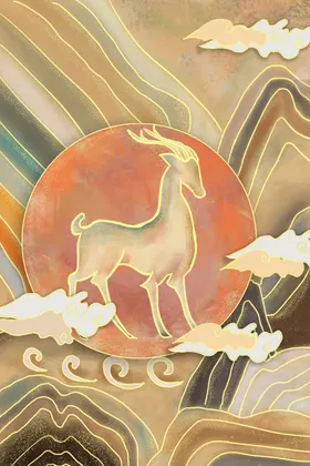 中国风背景古典水墨画展板简约